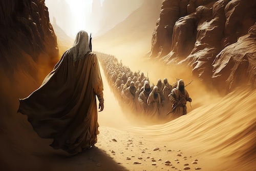 Assumptions of Moses leading the people in the desert.